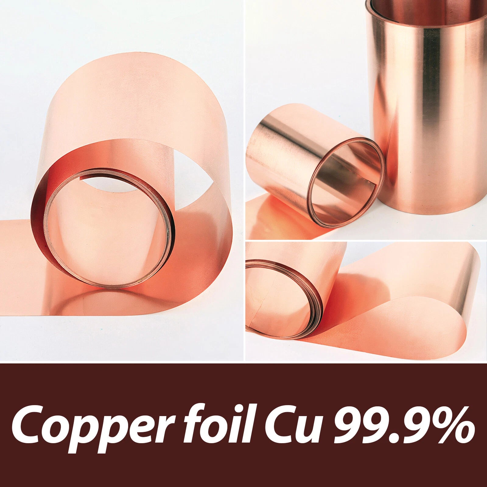 99.9% Copper Sheet Roll Metal Foil Plate 0.07mm-0.2mm Thick, 5mm-300mm Width