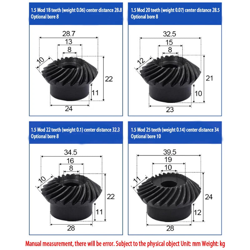 1 Set 1/1.5/2/2.5/3/4/5/6 Mod Umbrella Spiral Bevel Gear Helical 90° 45# steel