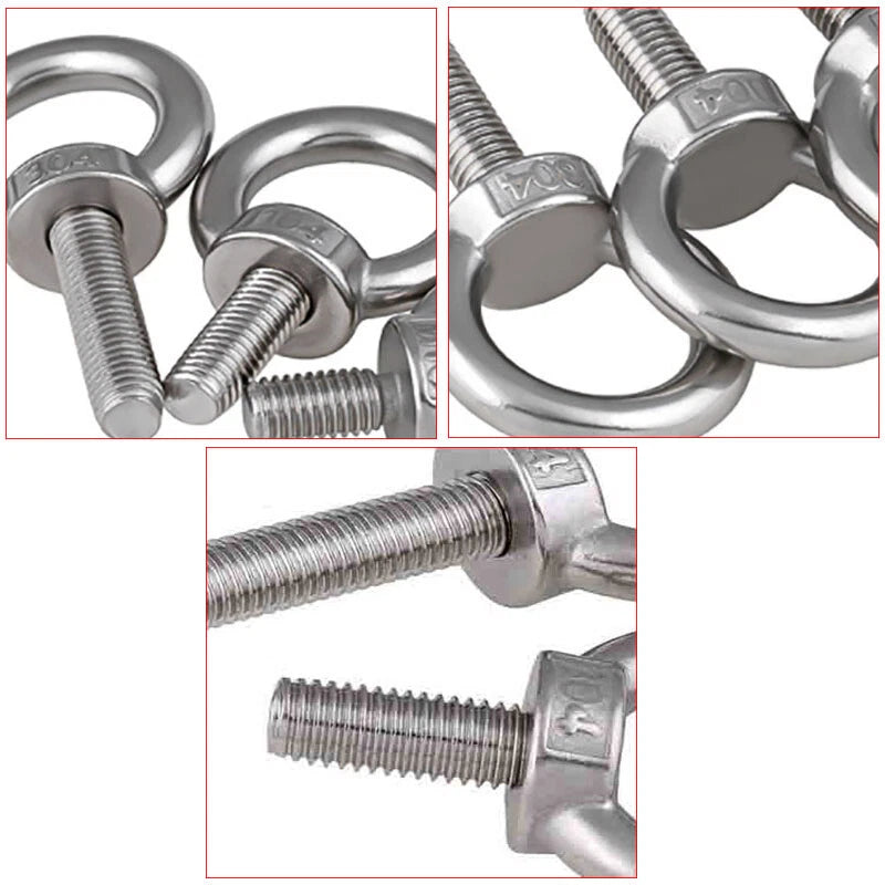 M3–M24 Stainless Steel Eye Bolts with Metric Thread — 304 SS Lifting Eyebolt