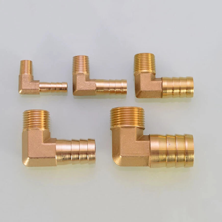 Brass BSP Male Elbow Barb Hose Tail Fittings — 1/8" to 3/4" × 6mm–25mm