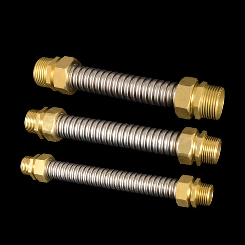 Corrugated Flexible Water Supply Hose with Brass Fittings — 1/2", 3/4", 1" | Hot & Cold