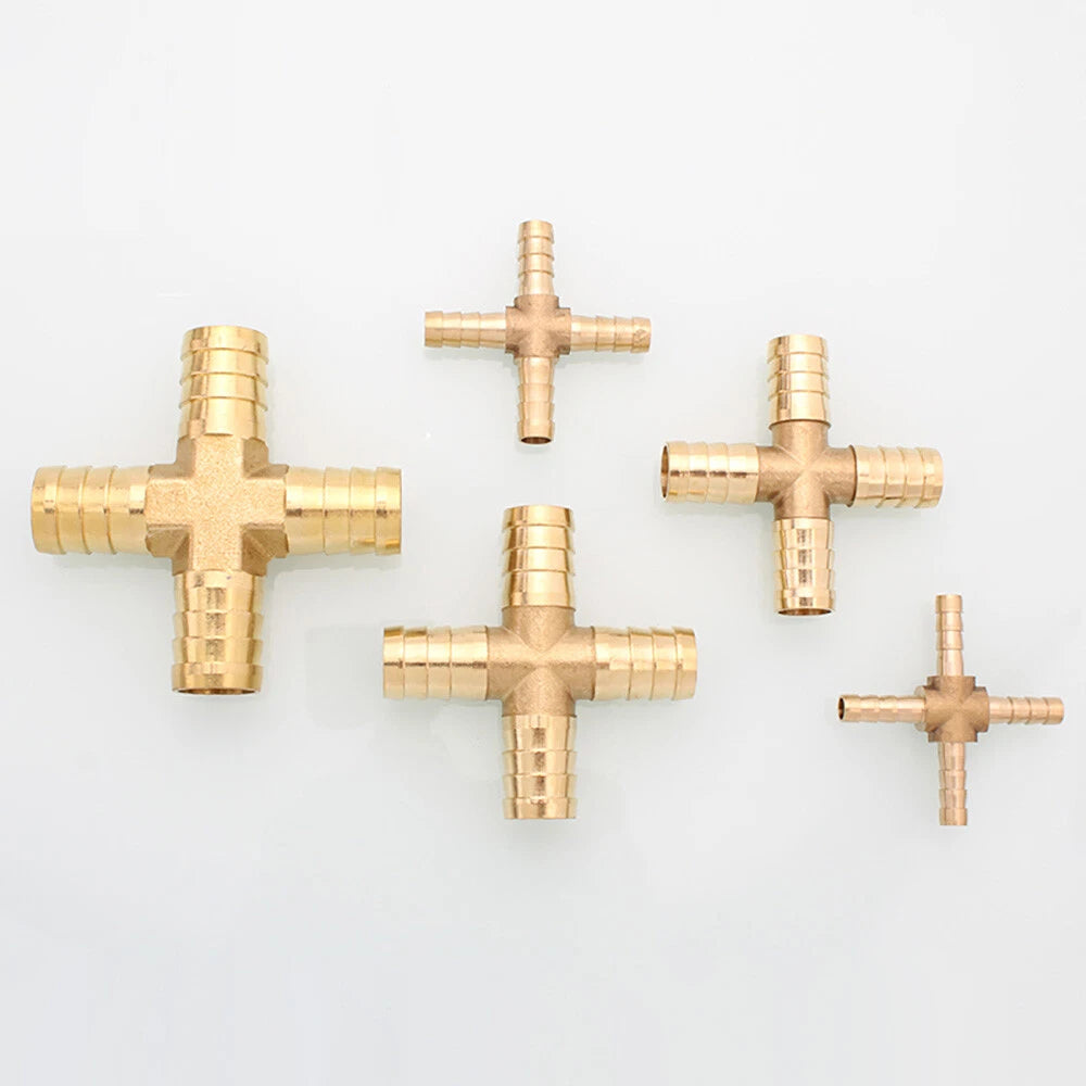 Brass Hose Tail Fittings – Barb Connector Straight Tee Y-Shape 90° Elbow Cross | Air Water Pipe Adapter