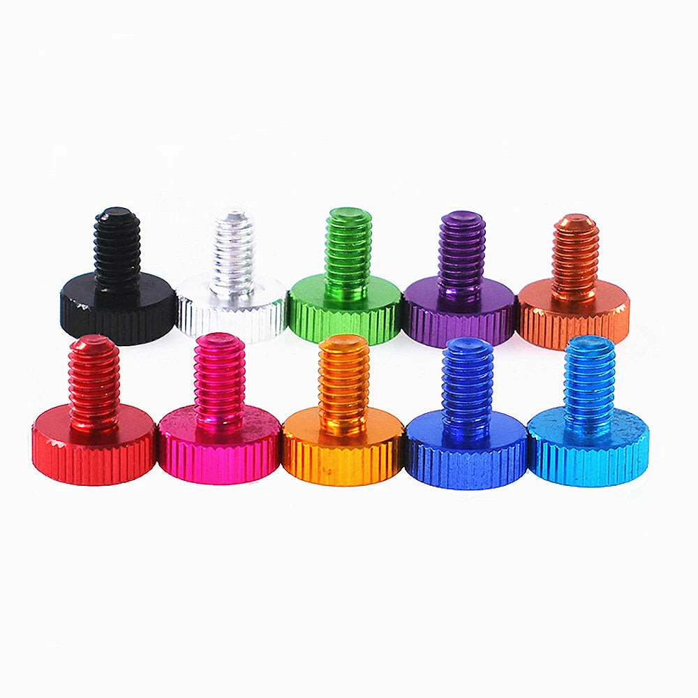 Aluminium Knurled Thumb Screw M6 x 8mm Flat Thumb Screws Computer DIY Screws