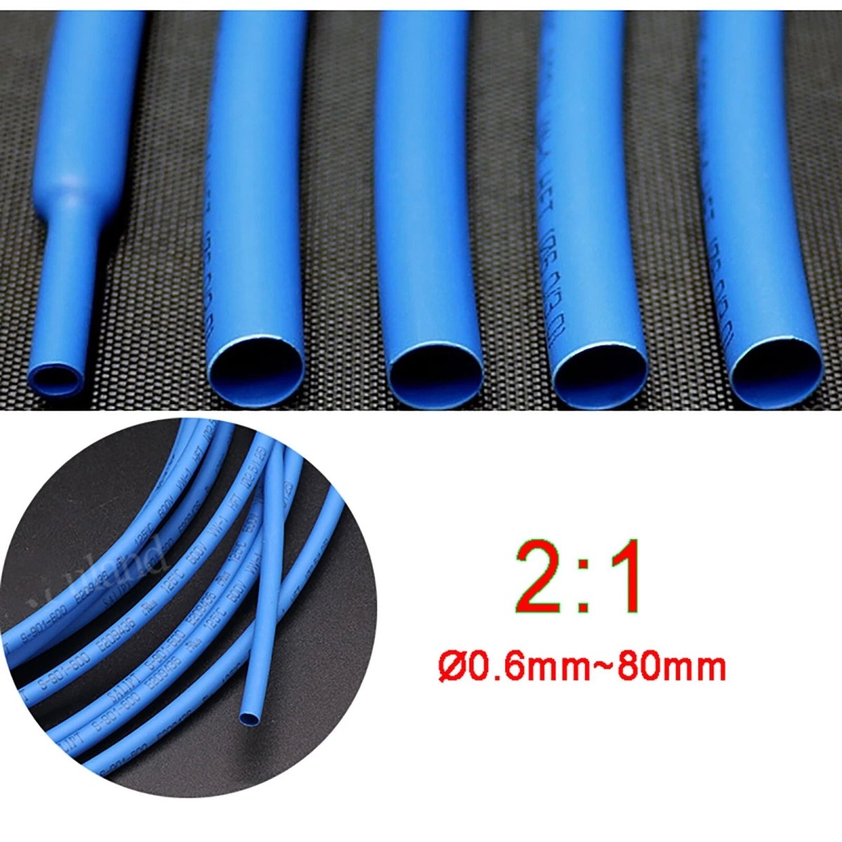 2:1 Heat Shrink Tubing — Electrical Wire Sleeving, Ø0.6mm to Ø80mm, Cut to Length - HomeDIYer
