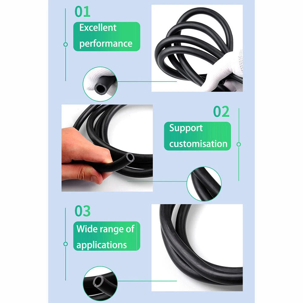 Fluorine Rubber Fuel Hose Tubing — Petrol Diesel Oil Resistant Pipe, ID 2–12mm, 1M/5M/10M