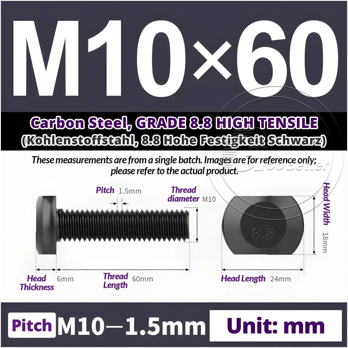 T - Slot Bolts M6 to M20 | Grade 8.8 High Tensile | T - Track Bolts 16mm–500mm - HomeDIYer