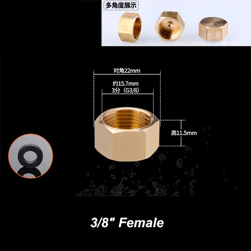 Brass BSP Blanking Cap Plug — 1/8" to 2" Male & Female Stop End with Washer