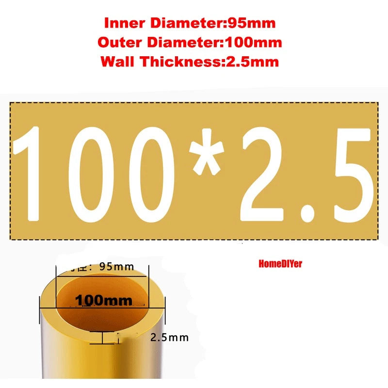 H62 Brass Round Tube — OD 2mm–100mm, Wall 0.5mm–4mm, 200mm Length