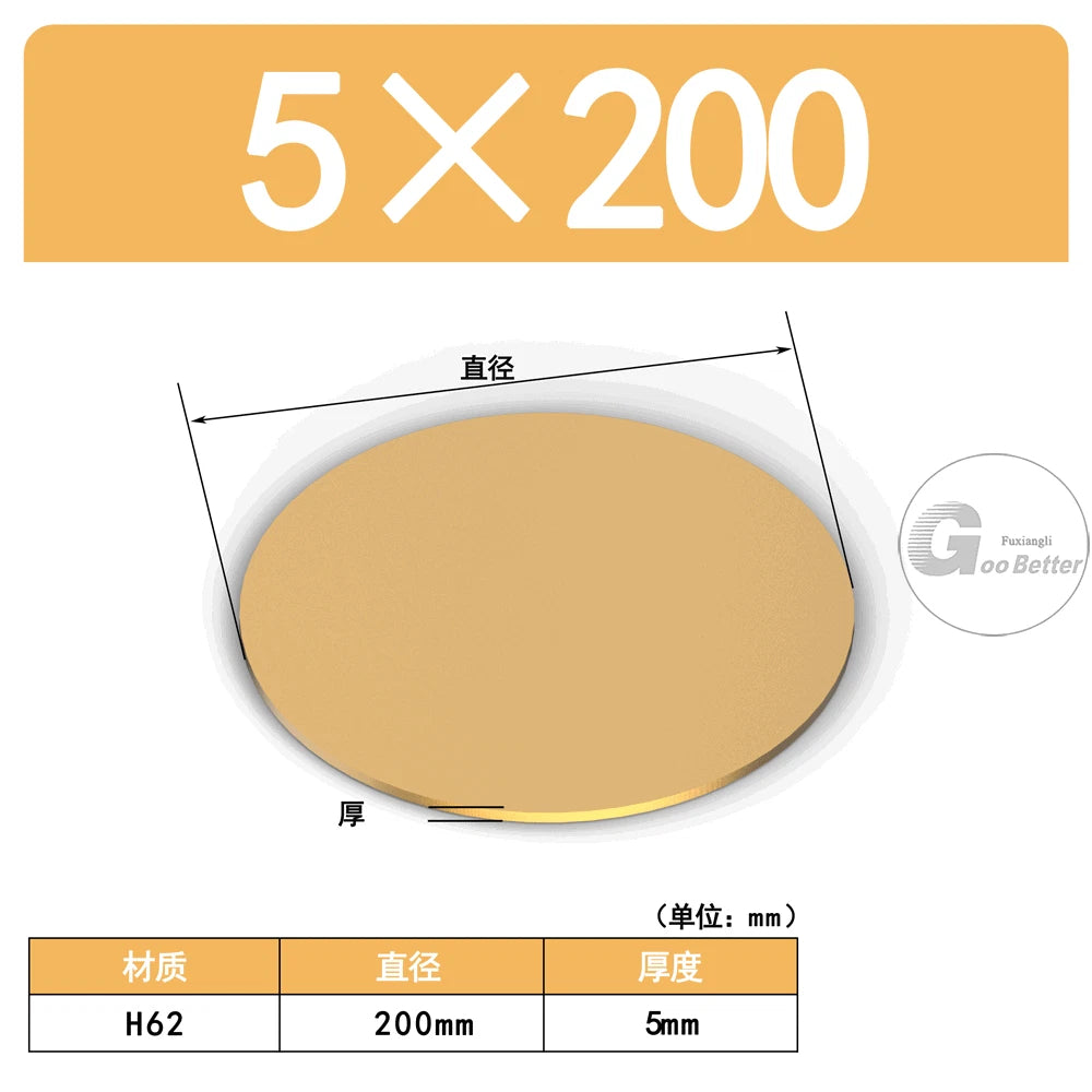 H62 Brass Solids Discs Blanks Metal Round Sheets OD10mm to 200mm Thick 5mm 6mm