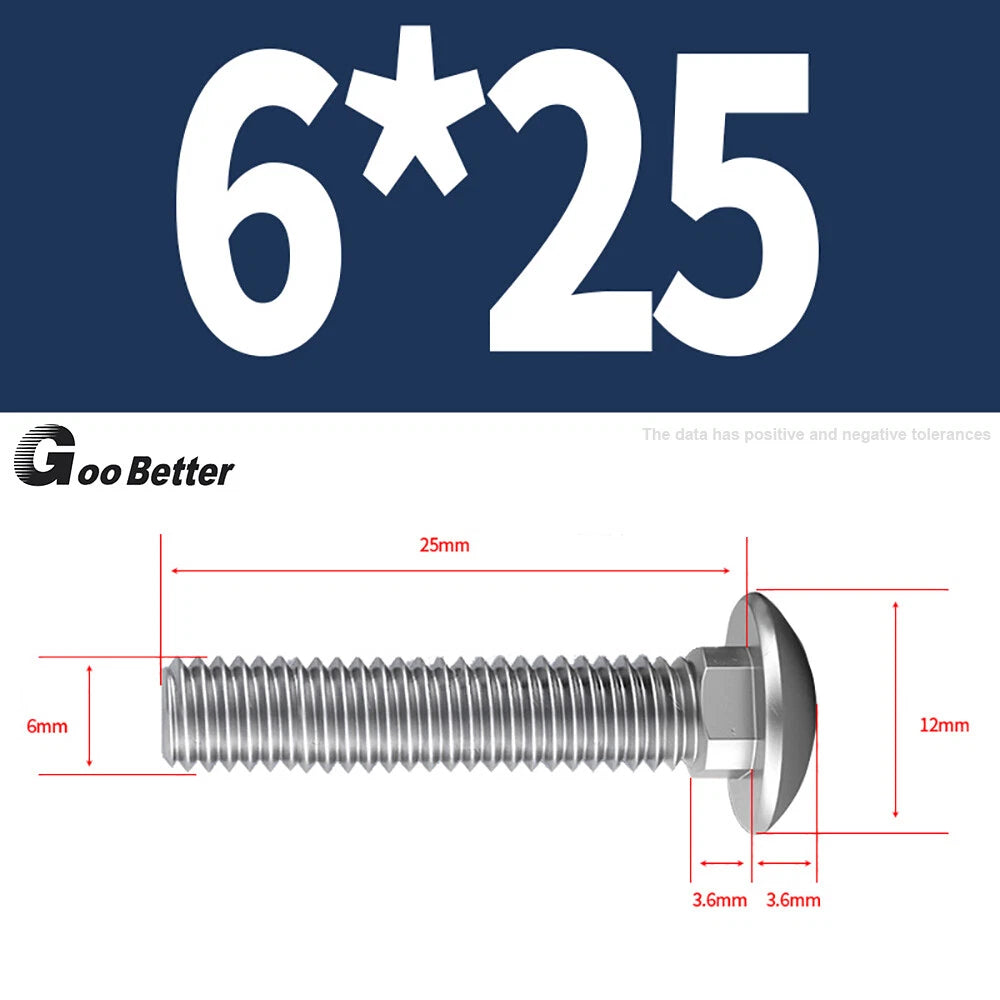 M4–M12 Carriage Bolts A2 Stainless Steel | Cup Square Neck Screws