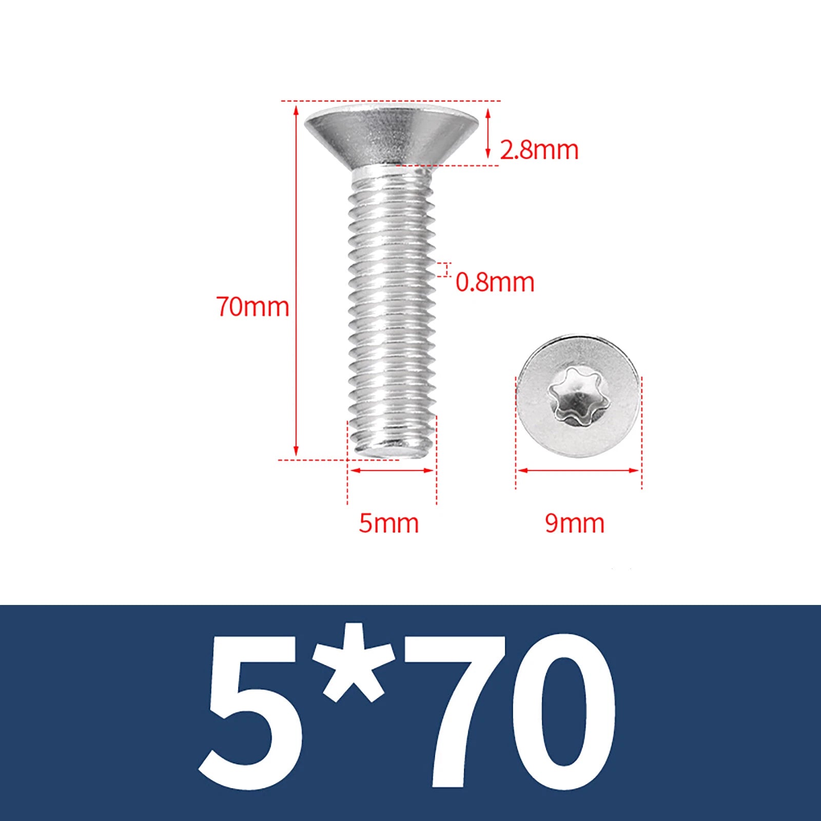 M2- M12 Torx Countersunk Machine Screws Six Lobe Bolts A2 Stainless Steel