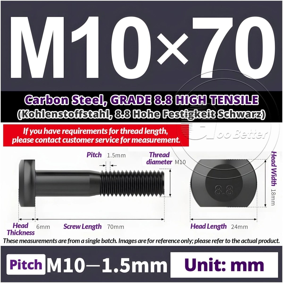 T - Slot Bolts M6 to M20 | Grade 8.8 High Tensile | T - Track Bolts 16mm–500mm - HomeDIYer