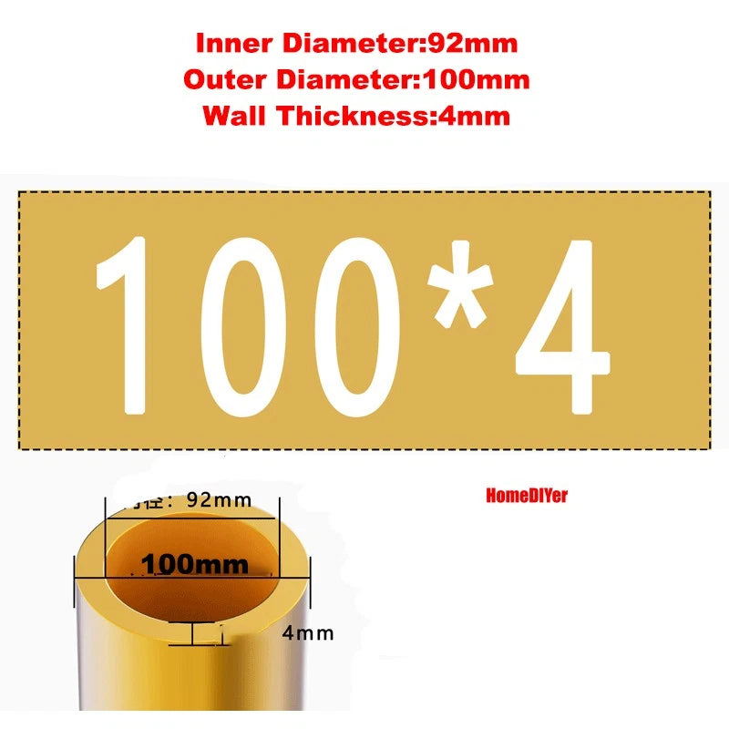 H62 Brass Round Tube — OD 2mm–100mm, Wall 0.5mm–4mm, 200mm Length