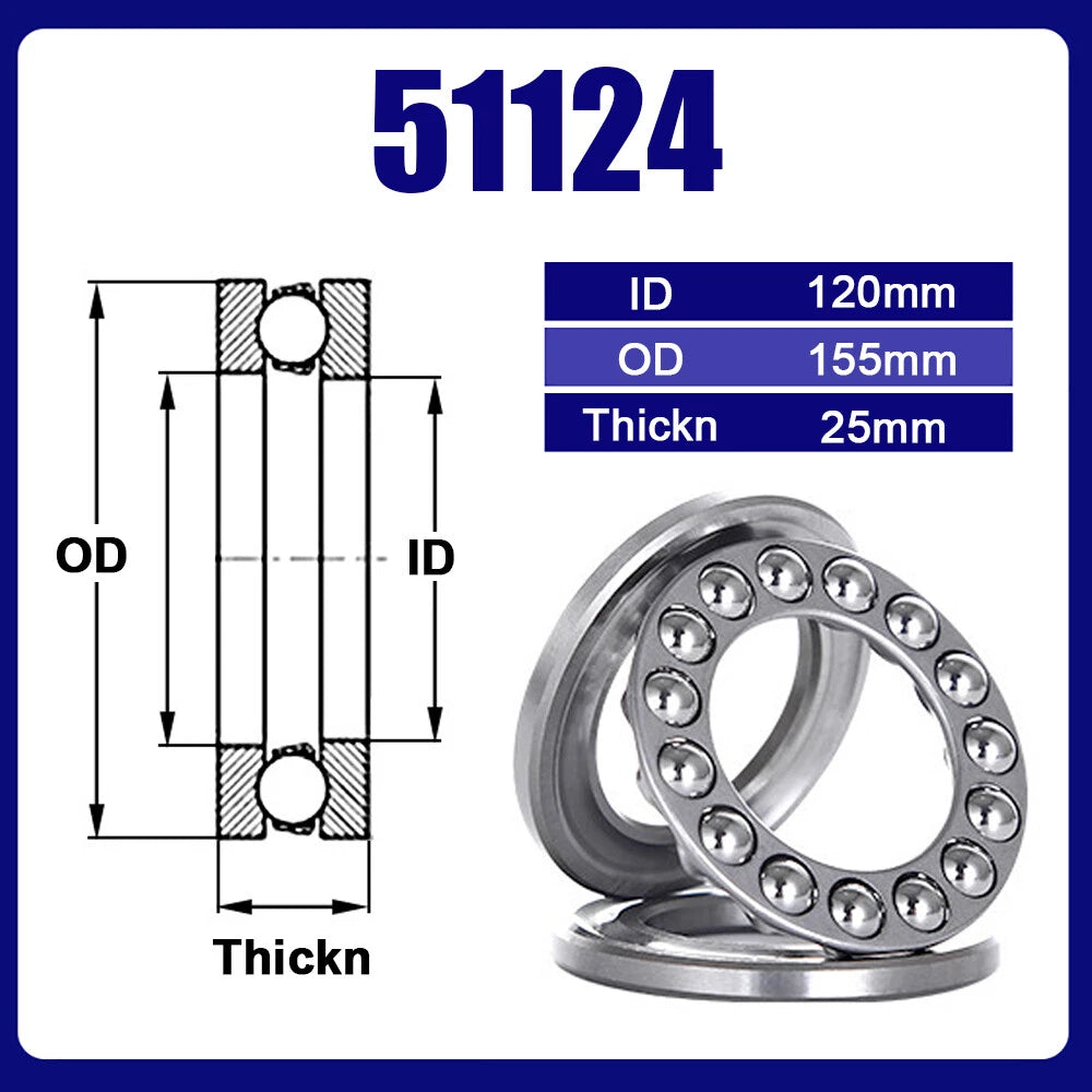 Single Direction 51100 ~ 51311 Axial Thrust Ball Bearings, Hole Dia. 10 ~ 140mm