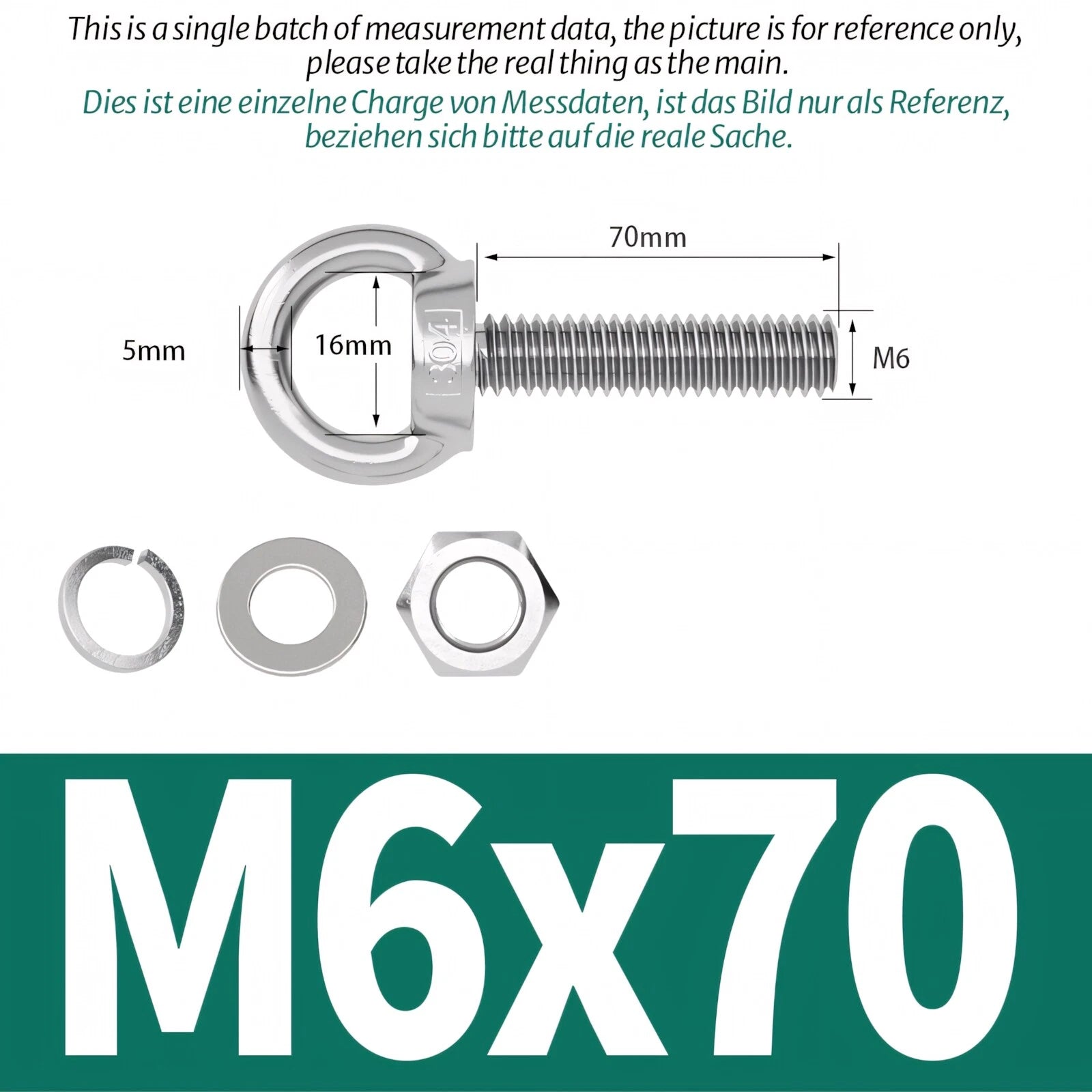 M3 M4 M5 - M20 Eye Bolts Kit Screws Nut Washer Long Boat Stainless Steel A2 304