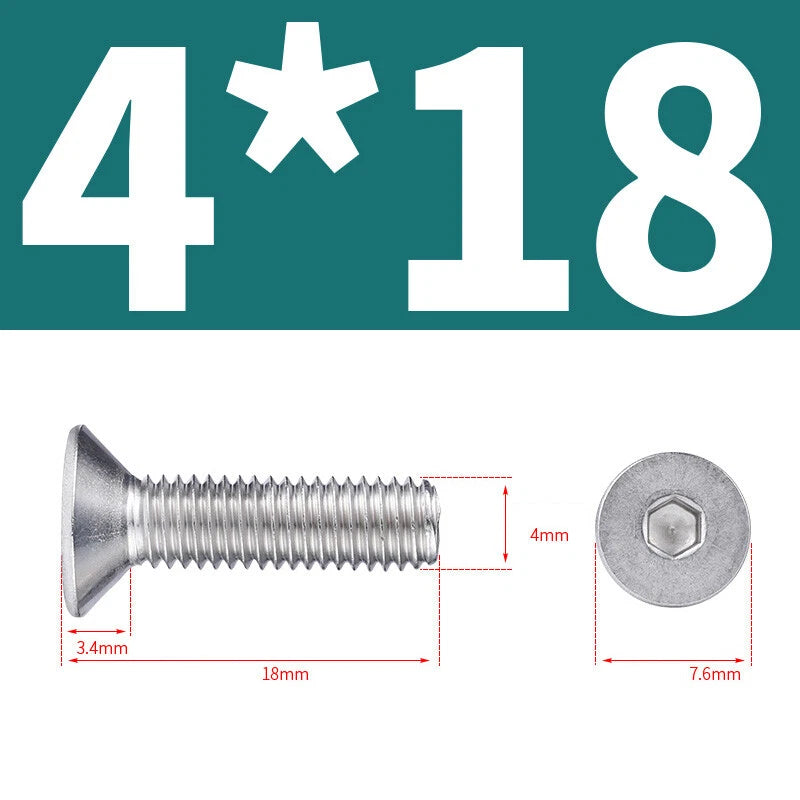 Allen Countersunk Head Screws V4A Steel Hexagon Socket Flat Head Machine Screw
