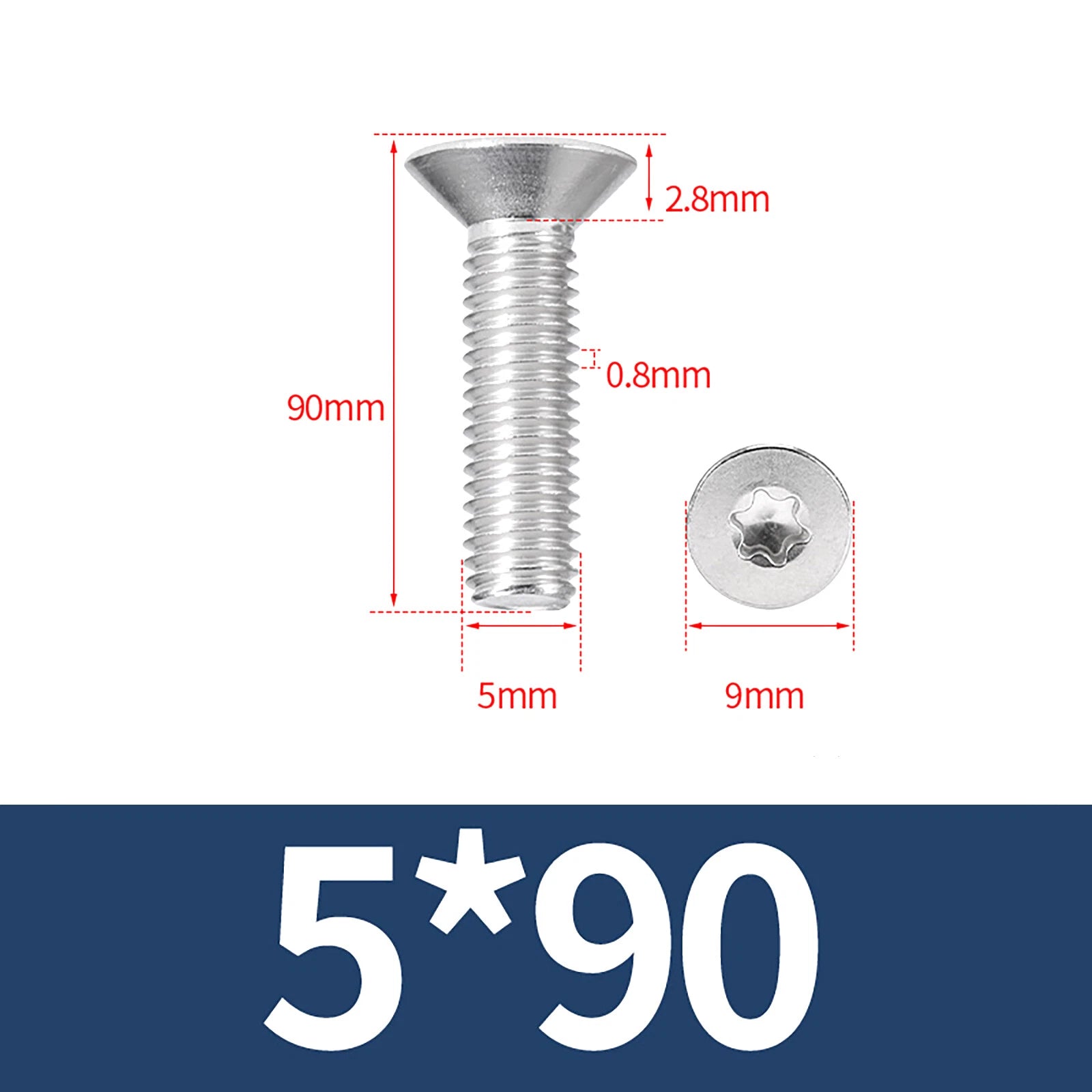 M2- M12 Torx Countersunk Machine Screws Six Lobe Bolts A2 Stainless Steel