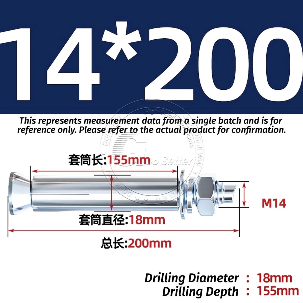 Concrete Expansion Anchor Bolts M6–M20, Extra Long Masonry Wall Screws – Iron Blue White Zinc / Iron - colour Zinc - HomeDIYer