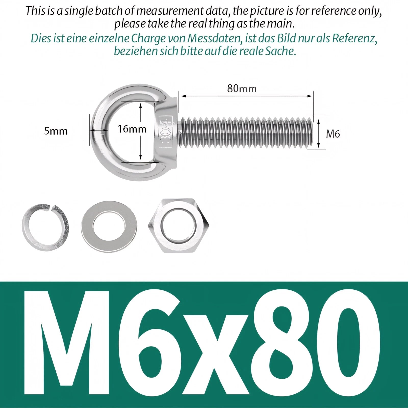 M3 M4 M5 - M20 Eye Bolts Kit Screws Nut Washer Long Boat Stainless Steel A2 304