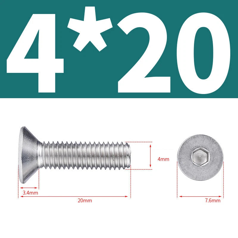 Allen Countersunk Head Screws V4A Steel Hexagon Socket Flat Head Machine Screw