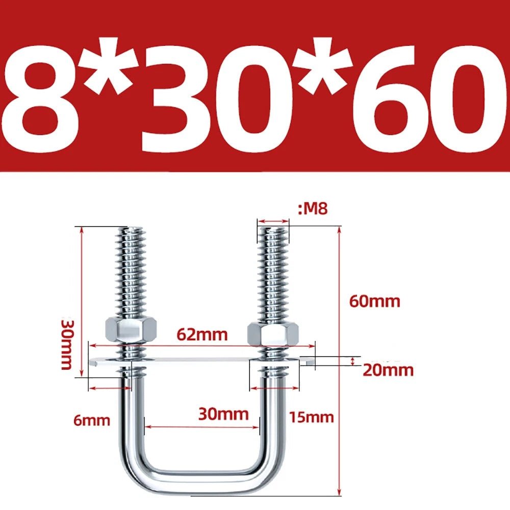 Square U - Bolts with Plate and Nuts – M6 M8 M10 M12 Zinc Plated, Trailer & Pipe Clamp Fasteners - HomeDIYer