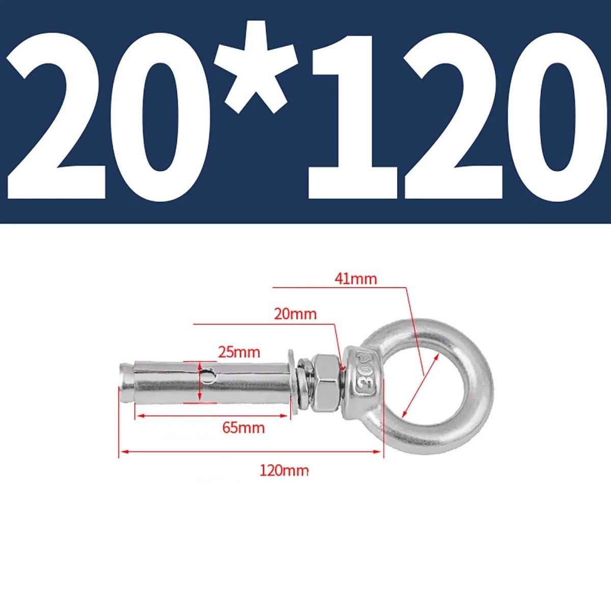Closed Hook Eye Bolt with Rawl Shield Wall Anchor — A2 Stainless Steel (M6–M20) - HomeDIYer