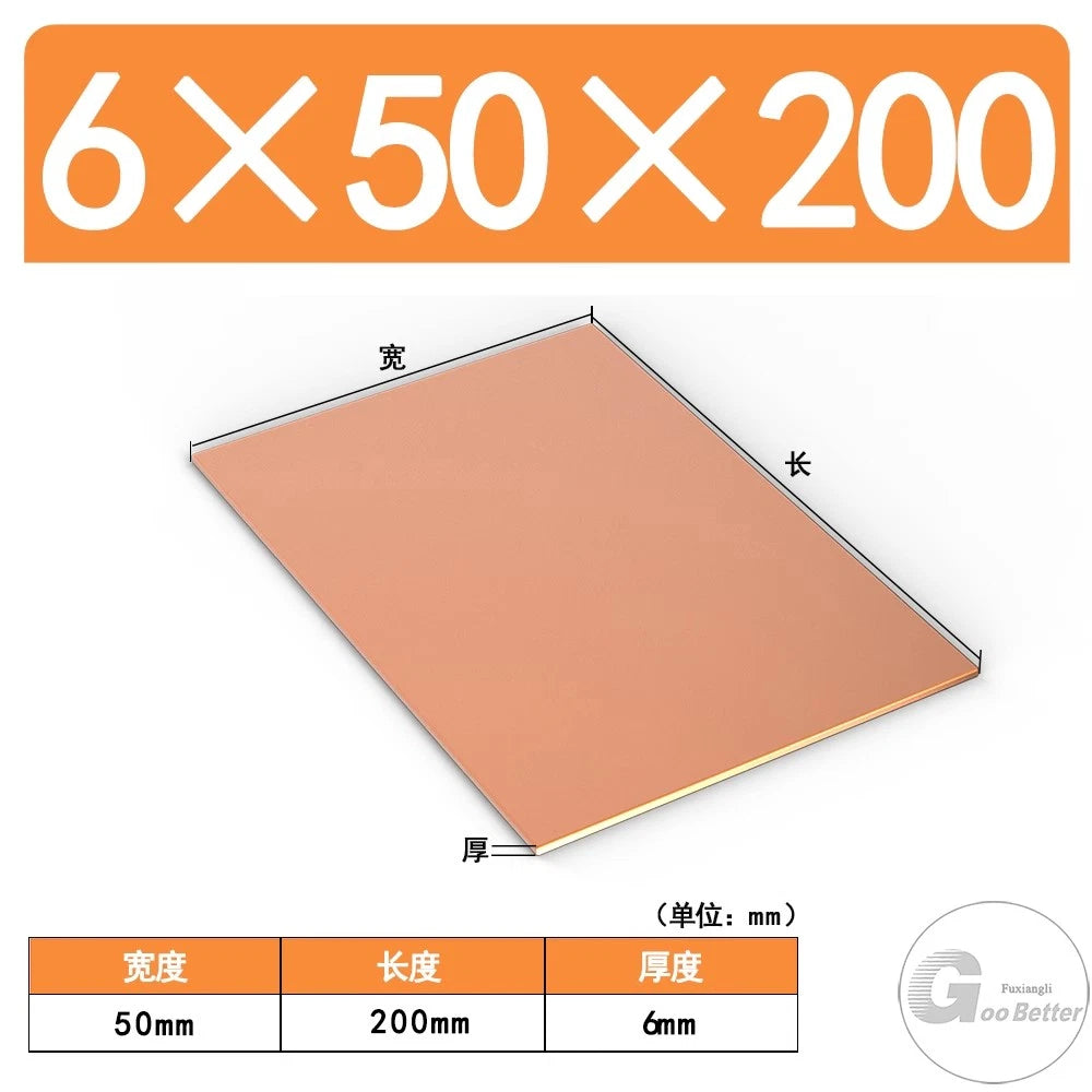 T2 Pure Copper 99.9% Sheet Plate Thick 4mm to 10mm Models making Customisable