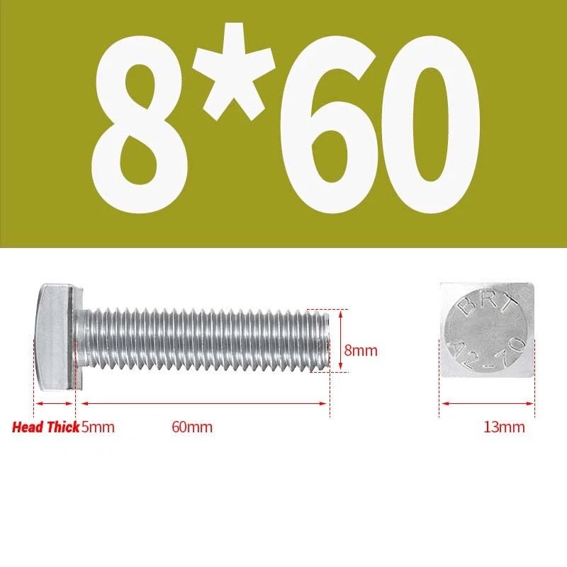 Square Head Bolts M4 M5 M6 M8 M10 M12 — A2 304 Stainless Steel, Multiple Lengths - HomeDIYer