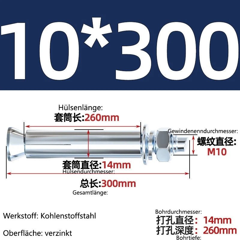 Sleeve Anchor Expansion Bolts for Concrete – Galvanised Carbon Steel M6 to M20 - HomeDIYer