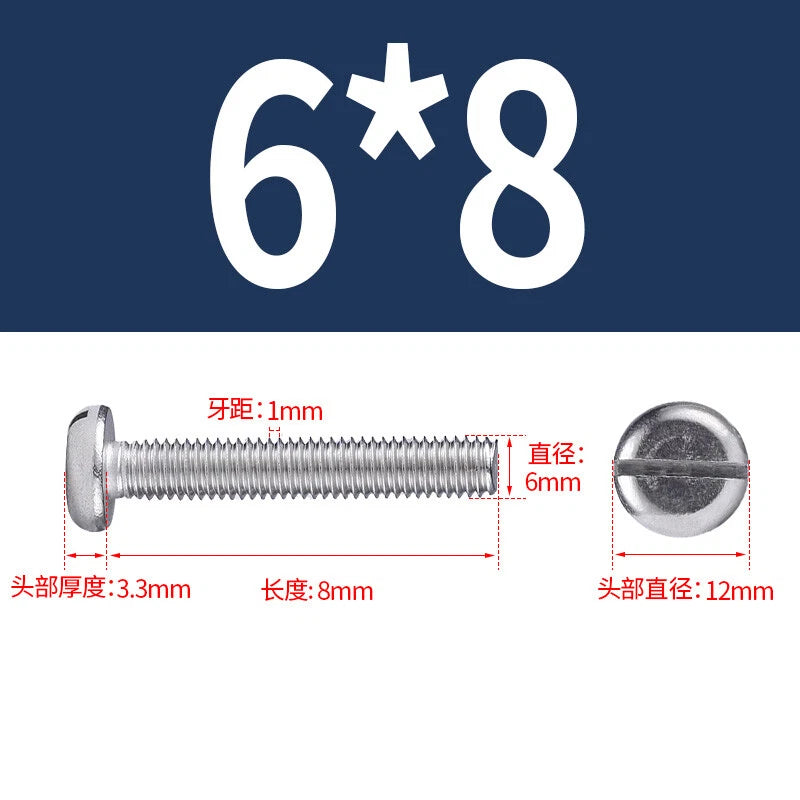 M4 M5 M6 M8 M10 A2 Stainless Steel Machine Screws - Slotted Pan Head Bolts DIN85