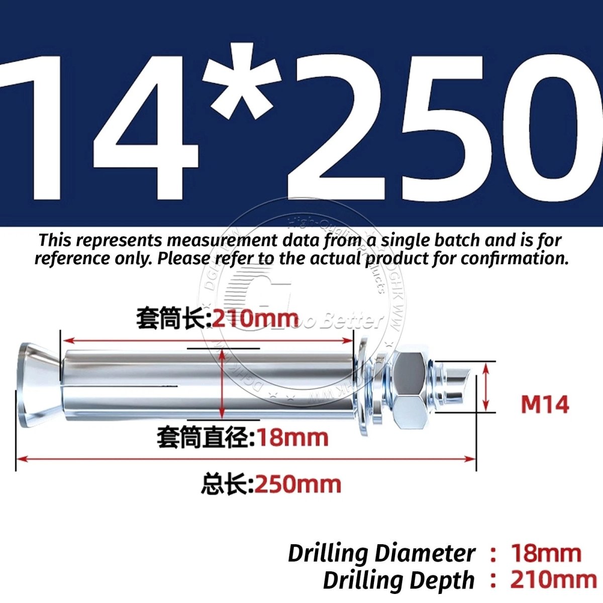 Concrete Expansion Anchor Bolts M6–M20, Extra Long Masonry Wall Screws – Iron Blue White Zinc / Iron - colour Zinc - HomeDIYer