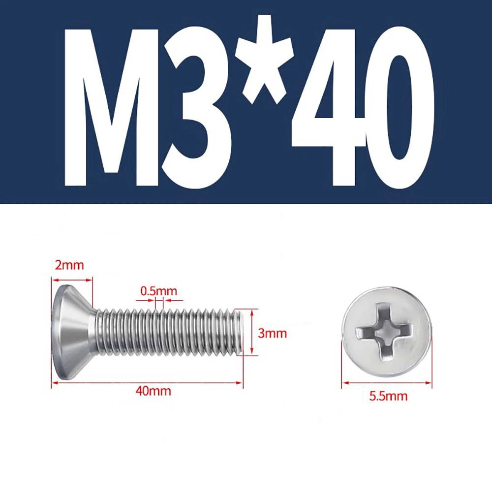 M2 to M8 A4 316 Stainless Steel Phillips Countersunk Screws DIN 965 Marine Grade
