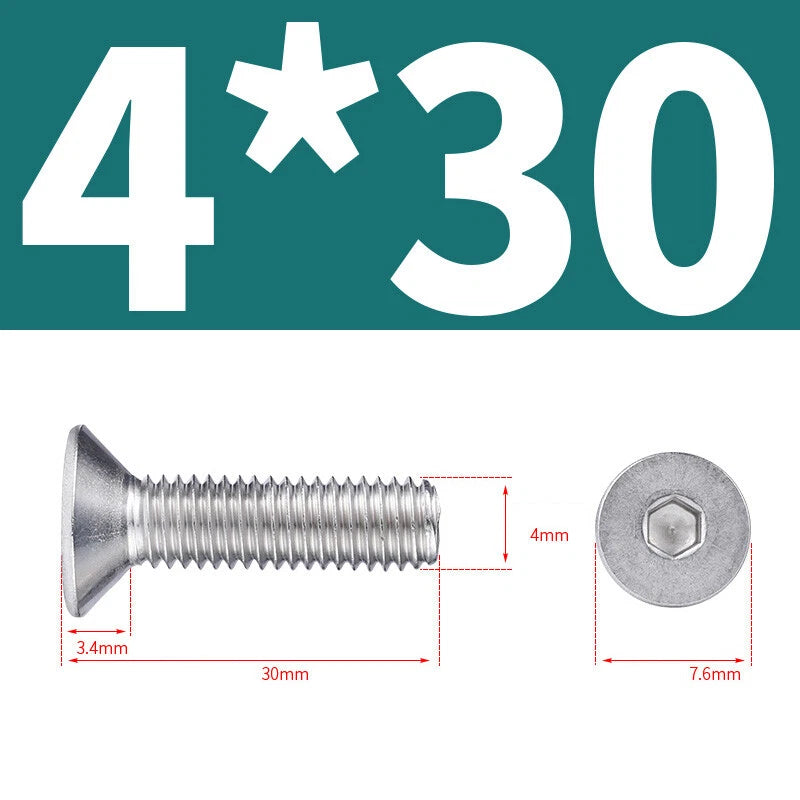 Allen Countersunk Head Screws V4A Steel Hexagon Socket Flat Head Machine Screw