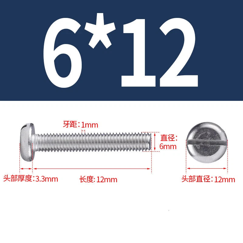 M4 M5 M6 M8 M10 A2 Stainless Steel Machine Screws - Slotted Pan Head Bolts DIN85