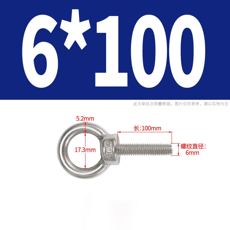 Lifting Eye Bolts A2 304 Stainless Steel M4 M5 M6 M8 M10 M12 M14 M16 M18 M20 M24