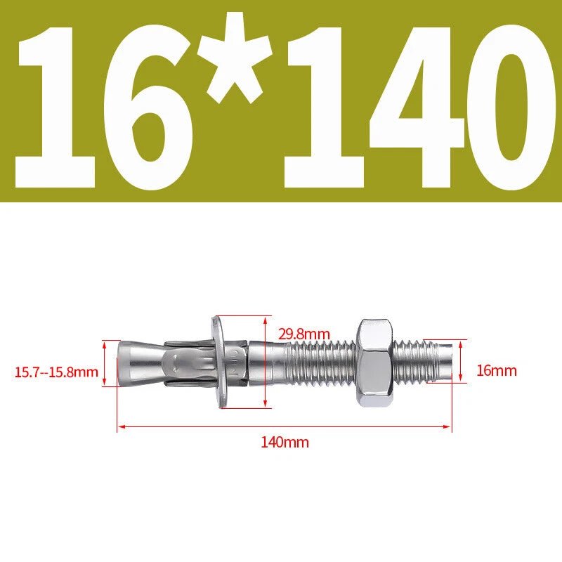 Stainless Steel Through Bolts – Wall Expansion Anchor Bolts M6 M8 M10 M12 M16 - HomeDIYer
