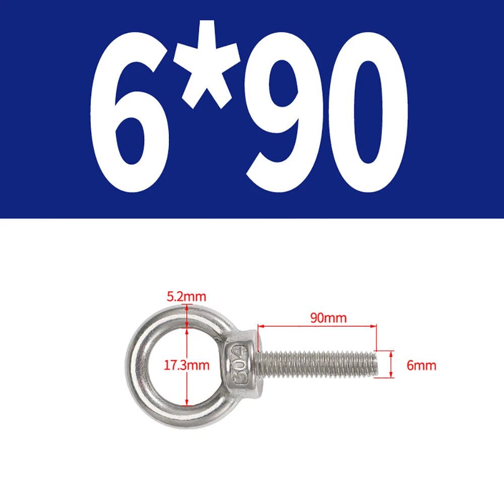 A2 Stainless Steel Lifting Eye Bolts DIN 580 — M3 M4 M5 M6 M8, 9mm–200mm - HomeDIYer