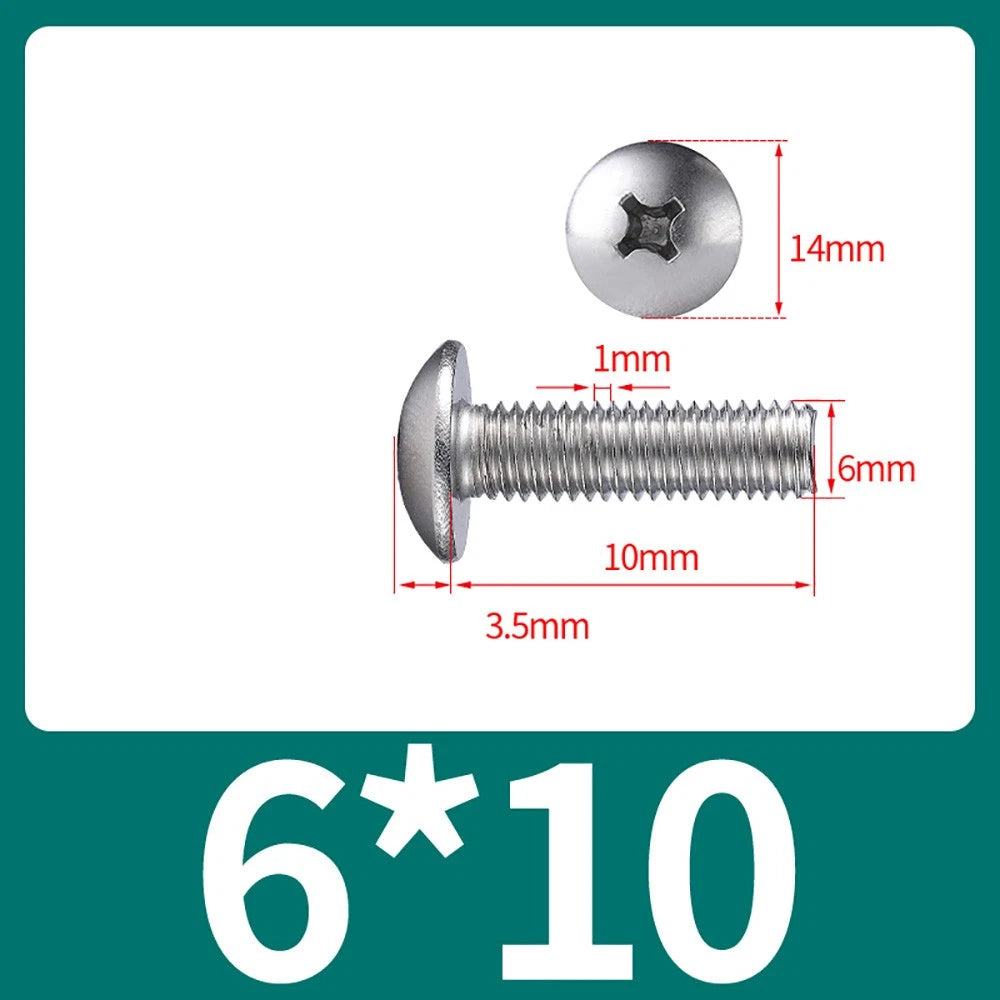 M4-M8 Phillips Truss Head Machine Screw Large Flat Head Screws Stainless Steel