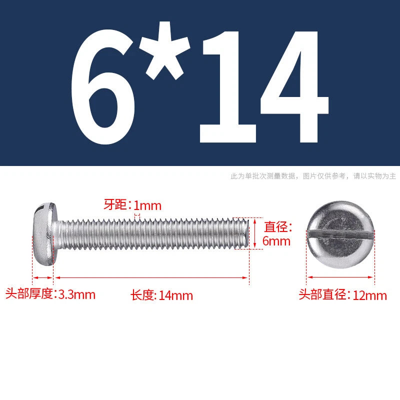 M4 M5 M6 M8 M10 A2 Stainless Steel Machine Screws - Slotted Pan Head Bolts DIN85