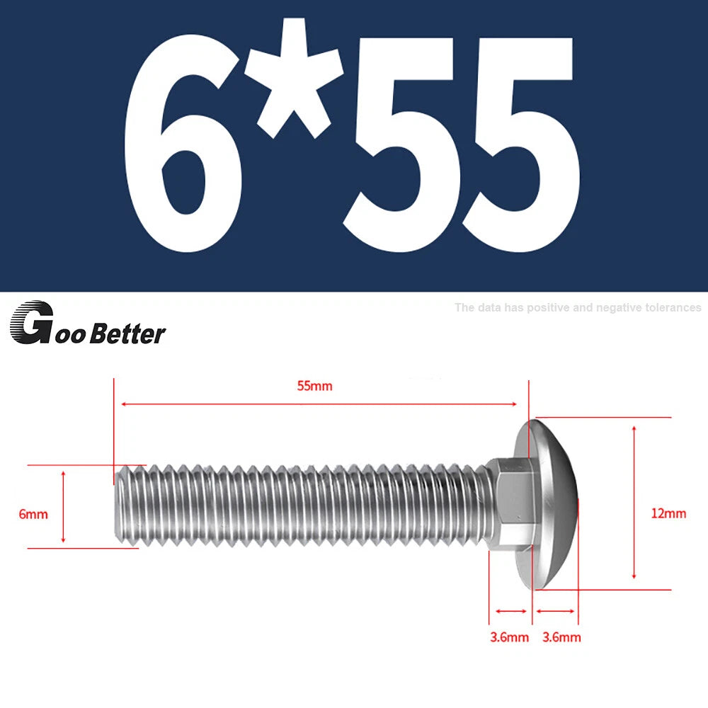 M4–M12 Carriage Bolts A2 Stainless Steel | Cup Square Neck Screws