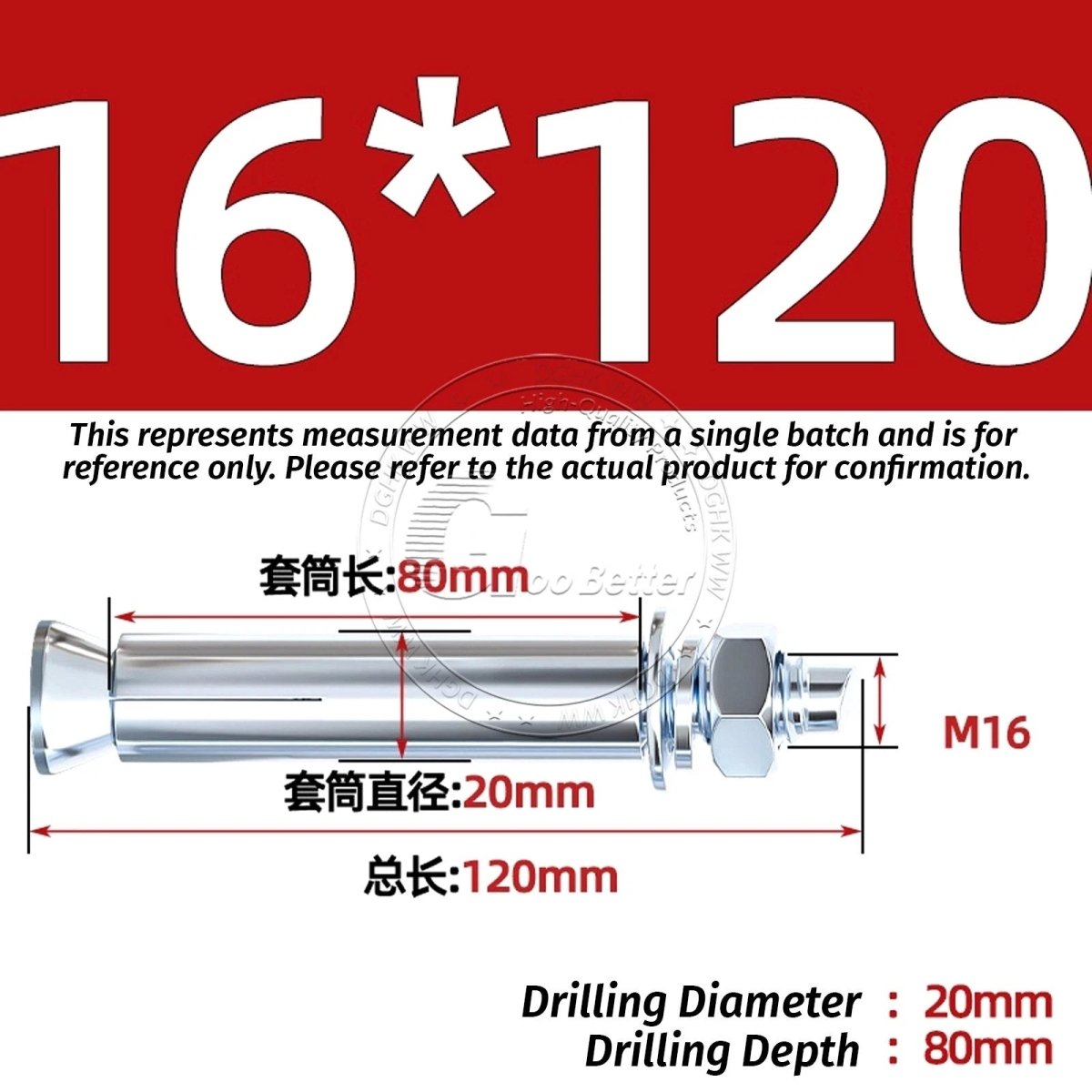 Concrete Expansion Anchor Bolts M6–M20, Extra Long Masonry Wall Screws – Iron Blue White Zinc / Iron - colour Zinc - HomeDIYer