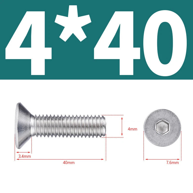 Allen Countersunk Head Screws V4A Steel Hexagon Socket Flat Head Machine Screw