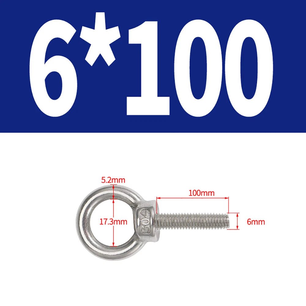 A2 Stainless Steel Lifting Eye Bolts DIN 580 — M3 M4 M5 M6 M8, 9mm–200mm - HomeDIYer