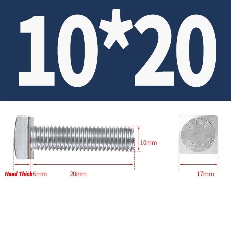 Square Head Bolts M4 M5 M6 M8 M10 M12 — A2 304 Stainless Steel, Multiple Lengths - HomeDIYer