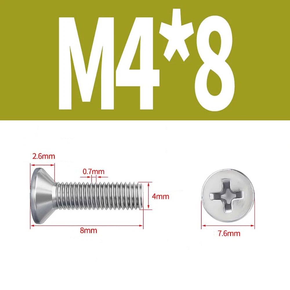 M2 to M8 A4 316 Stainless Steel Phillips Countersunk Screws DIN 965 Marine Grade