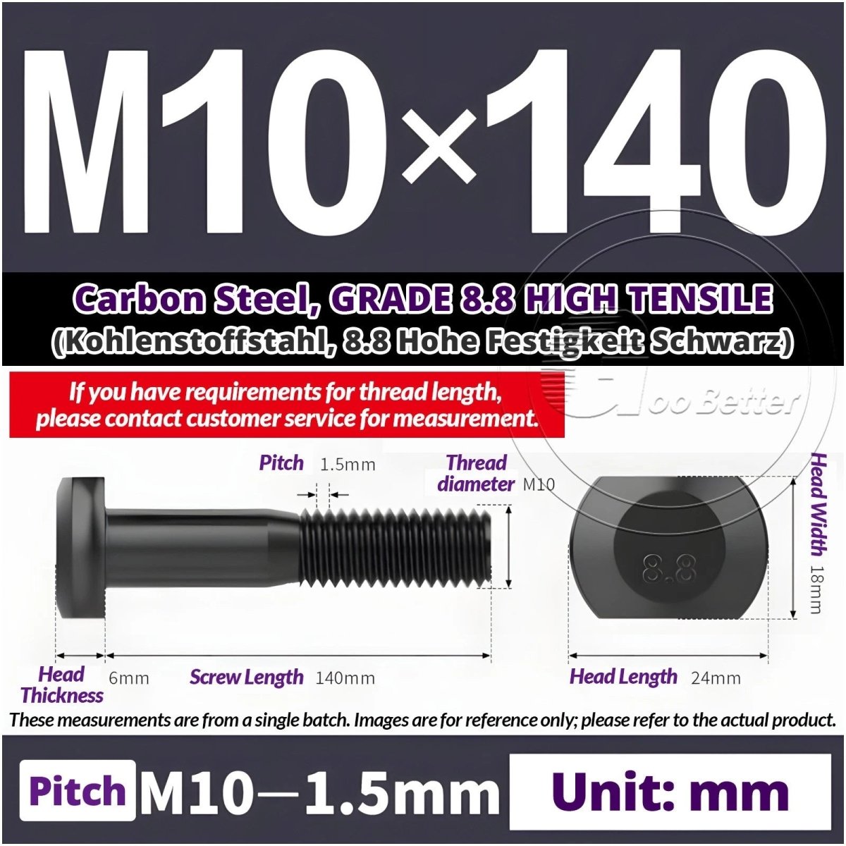 T - Slot Bolts M6 to M20 | Grade 8.8 High Tensile | T - Track Bolts 16mm–500mm - HomeDIYer
