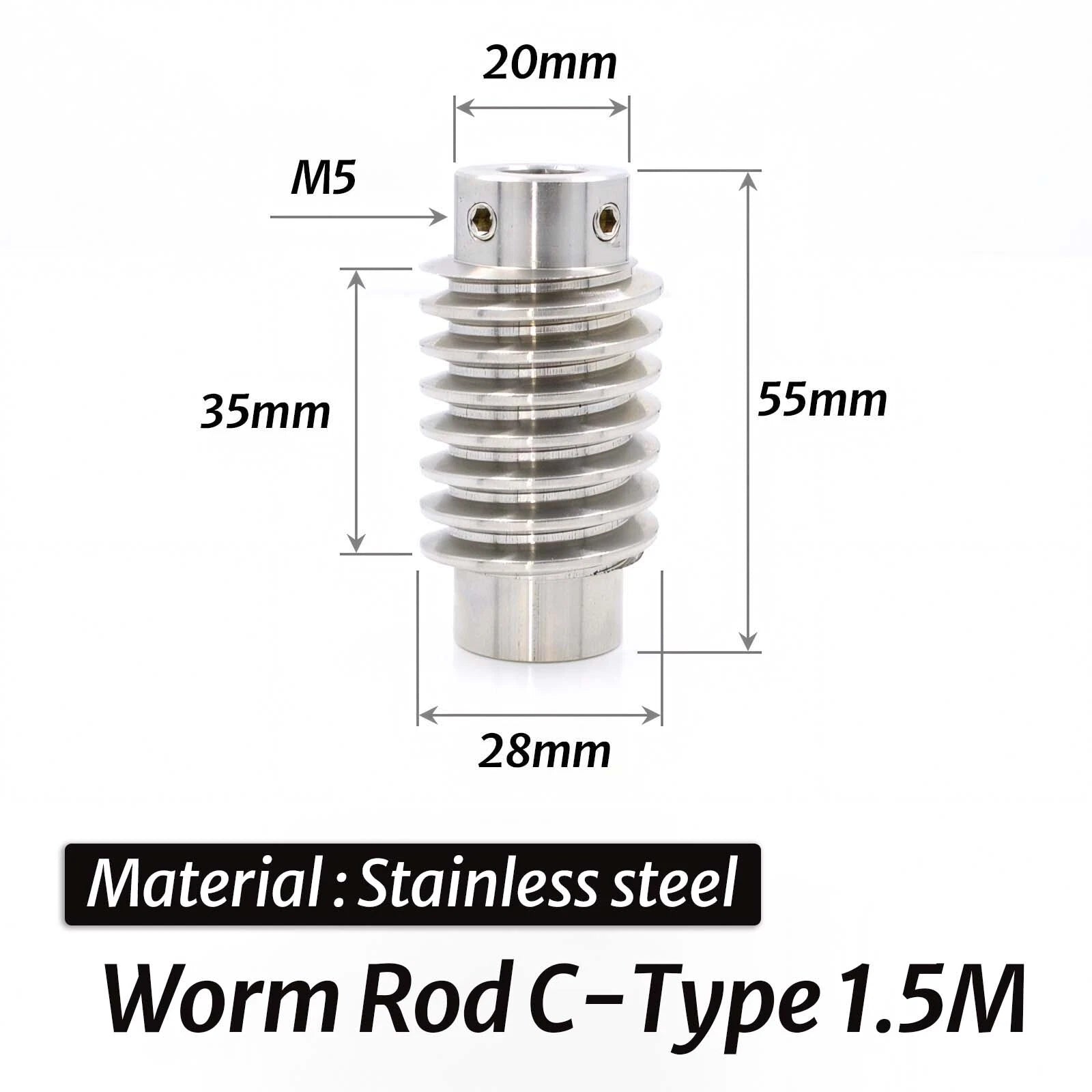 0.5/0.8/1/1.5 Module 20T to 60T Gear Copper Worm Wheel Gear & Worm Gear Shaft