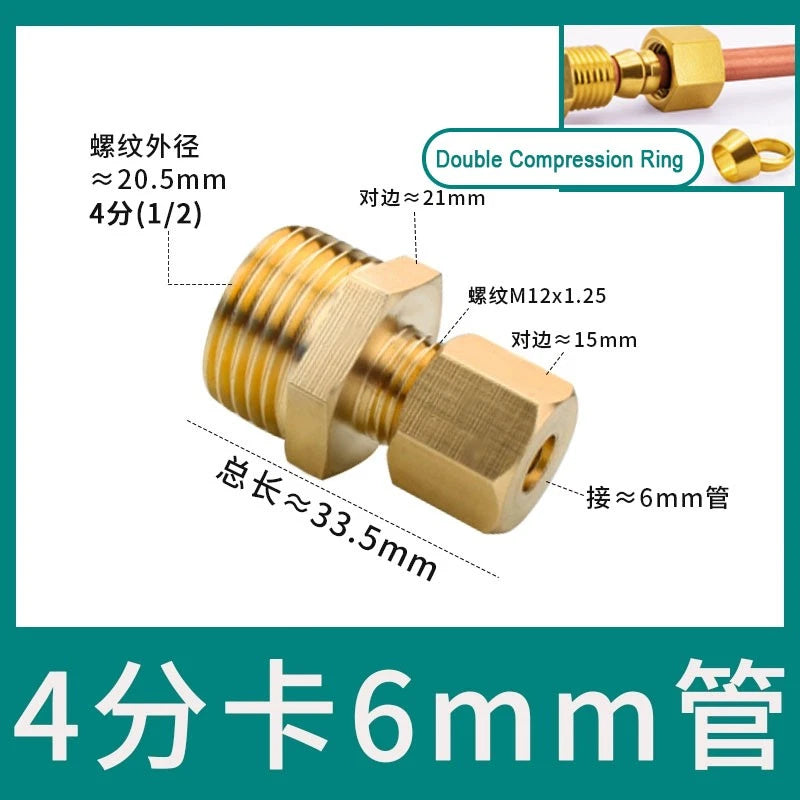 Brass Male Thread Compression Fittings – Circular, Conical & Double Ring, 1/8" to 1/2"