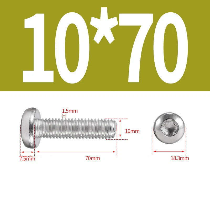 M6 M8 M10 A2 STAINLESS STEEL TORX PAN HEAD MACHINE SCREWS HEXOBULAR BOLTS