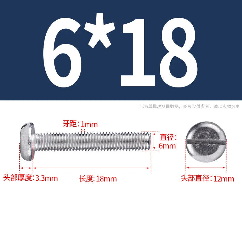 M4 M5 M6 M8 M10 A2 Stainless Steel Machine Screws - Slotted Pan Head Bolts DIN85